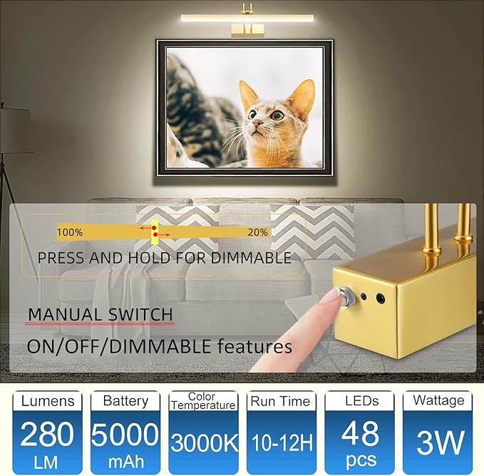 FUNCHDAY Picture Light Wireless, 13inch Rechargeable Battery Operated Gallery - Image 4