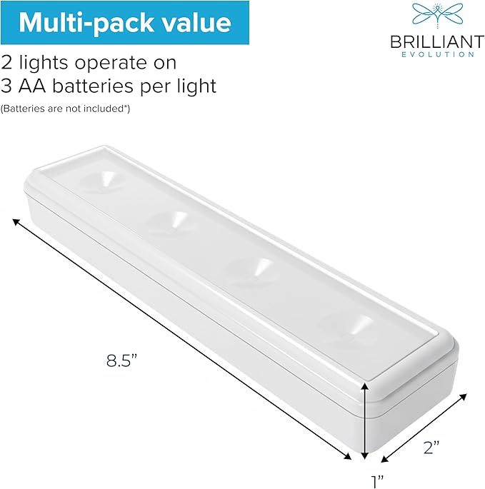 Brilliant Evolution Pack of 2 Wireless LED Stick on Lights Battery Operated - Image 3
