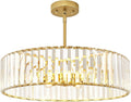 Glod Crystal Ceiling Light Fixture, Modern Semi Flush Chandelier, Round Hanging by YURNYQ