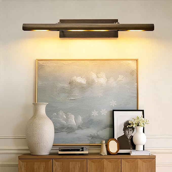 Art Picture Frame Wall Light: 30" Dimmable Antiquing Artwork Copper Painting - Image 2