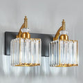 Modern Bathroom Vanity Light 2-Light Black and Gold Crystal Light Fixtures Over by BBLLWJ