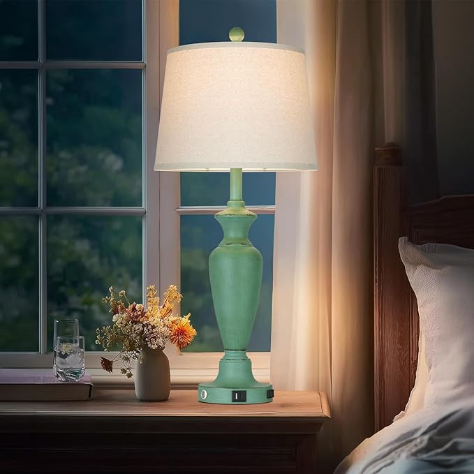 30" Tall Metal Table Lamps Set of 2, Touch Control Bedside Lamps - Image 4