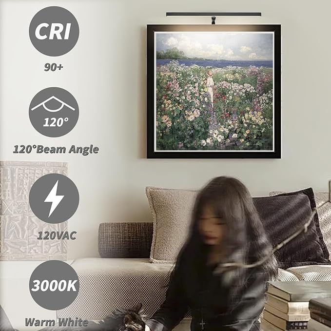 2 Pack Picture Lights for Paintings Plug in, Remote Control Gallery Wall Light - Image 3
