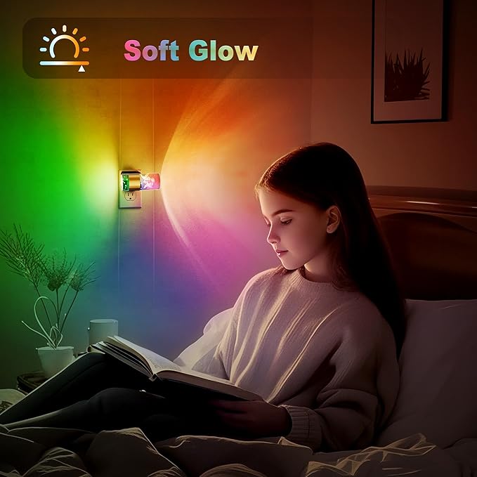 JandCase Night Lights Plug into Wall, Angel Night Light, 3000K+RGB 10-Color LED - Image 8