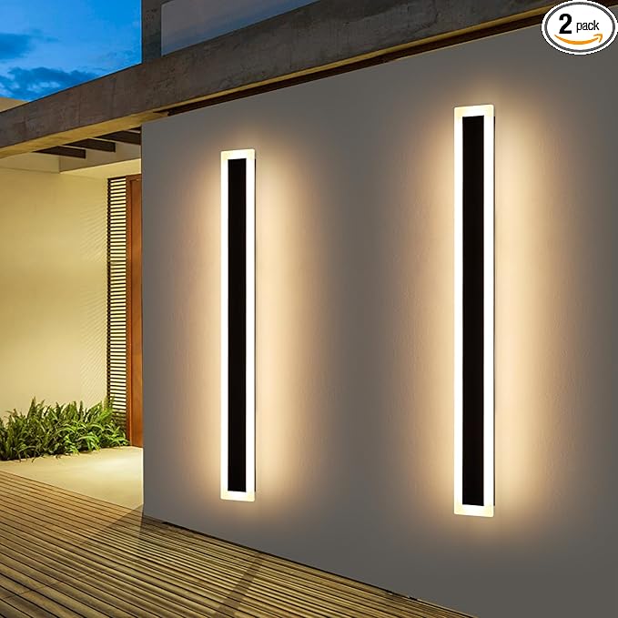 Upgrade Widened 2 Pack LED Outdoor Wall Lights, 57inch Modern Lighting Fixture by Daoseolo