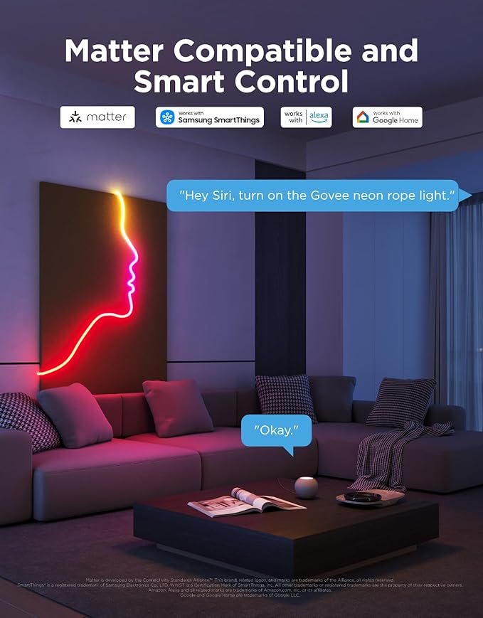 Govee RGBIC Neon Lights, LED Smart Neon Rope Light 2 Works - Image 6