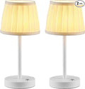 PUSU 2 Pack Cordless LED White Table Lamps, Rechargeable 4000mAh 3 Way Dimmable by PUSU