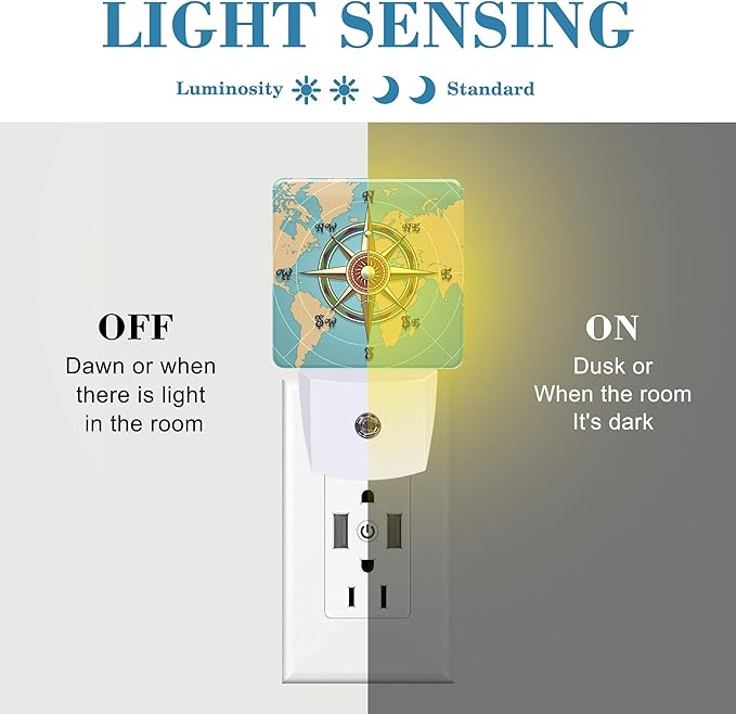 Plug in Night Lights Classic Vintage Nautical Wind Compass Night Light - Image 2