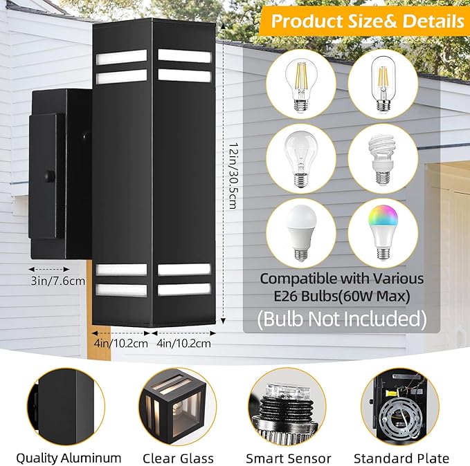 SHIMR Outdoor Light with Outlet, Modern Dusk to Dawn Outdoor Lighting, Aluminum - Image 6