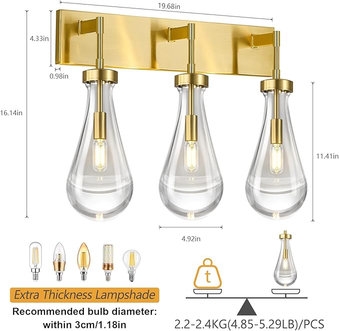Raindrop Wall Sconces Gold Crystal Sconces Wall Decor Modern Lighting Glass - Image 2