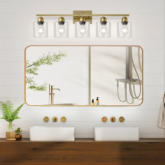 Modern Brushed Gold 5 Light Bathroom Vanity Light, 31 inch Vanity Lights - Image 6