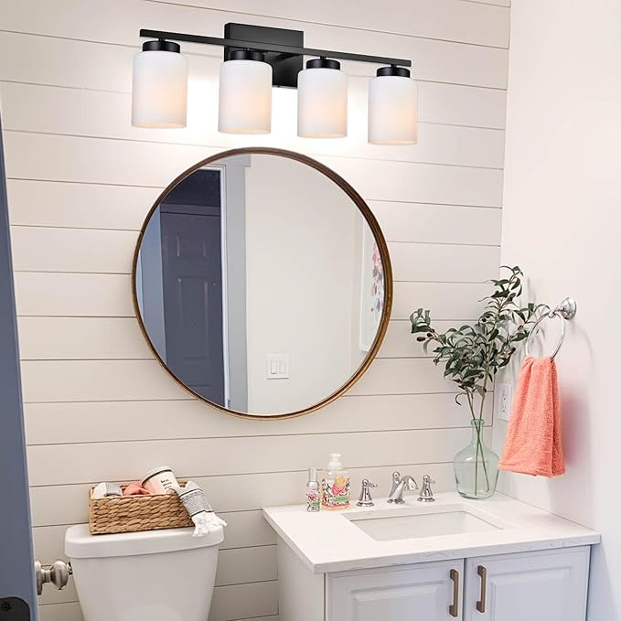 VINLUZ Bathroom Vanity Lights, 4-Light Classic Wall Sconce Lighting Fixtures - Image 2