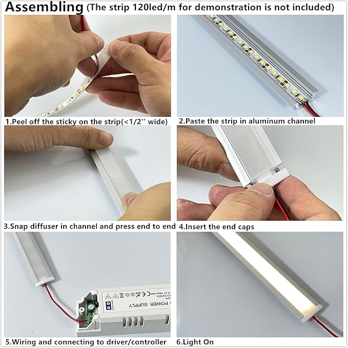 Recessed LED Strip Channel Diffuser 8-Pack 6.56FT, 23.5X7MM Tape Aluminum Track - Image 8