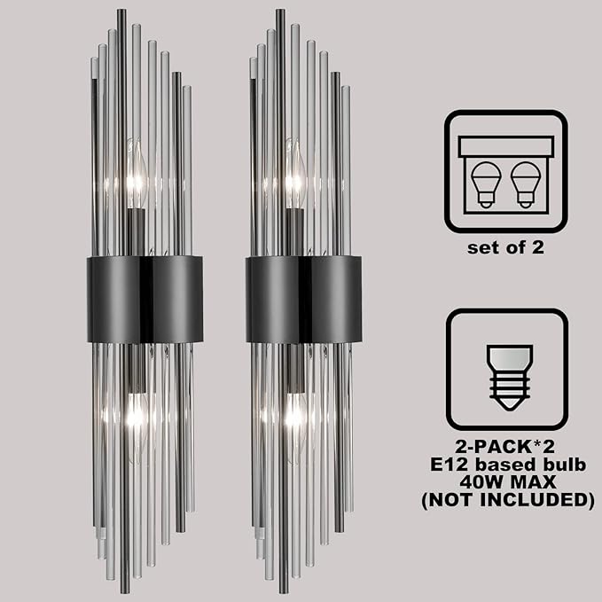 2-Light Modern Wall Sconce Titanium Black Metal - Image 7