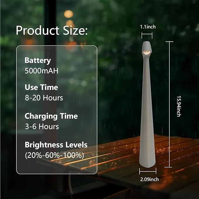 Portable LED Table Lamp 3-Levels Brightness, Rechargeable Battery Up to 48 - Image 4