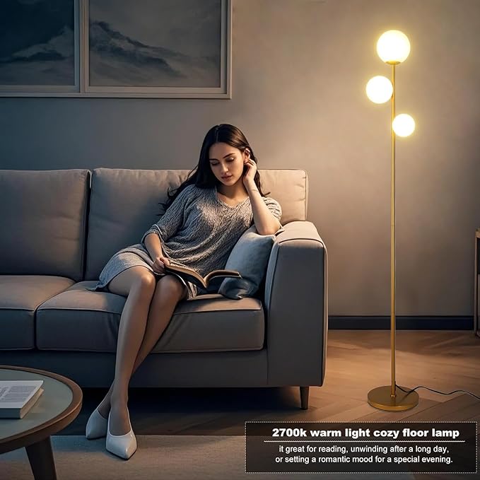 Fiqevs 3 Globe Mid Century Modern Floor Lamp - Image 3