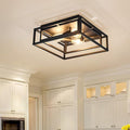ZGLAOJT Black Flush Mount Ceiling Light Fixture，3-Light Industrial Metal Close by ZGLAOJT