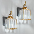 Modern Wall Sconces Set of Two Black Gold Indoor Wall Mounted Room Sconce by BBLLWJ
