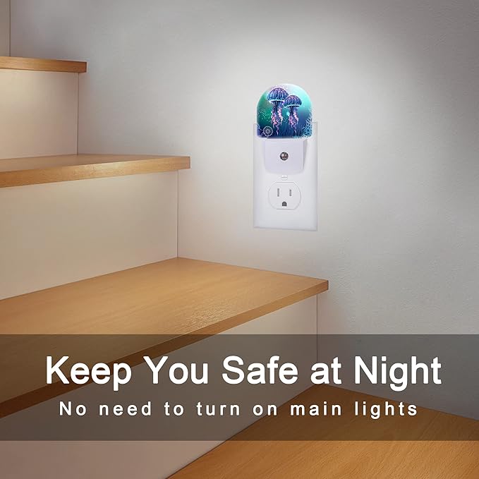 Jellyfish Night Light, Night Lights Plug into Wall, Dusk to Dawn Sensor LED - Image 6
