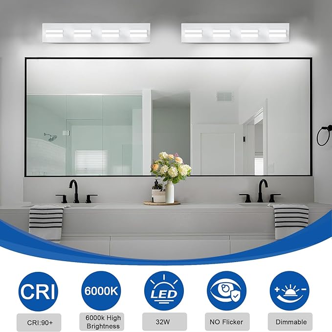 IZORRO LED Modern Bathroom Lights Fixtures, Matte White Acrylic Wall Lighting - Image 5