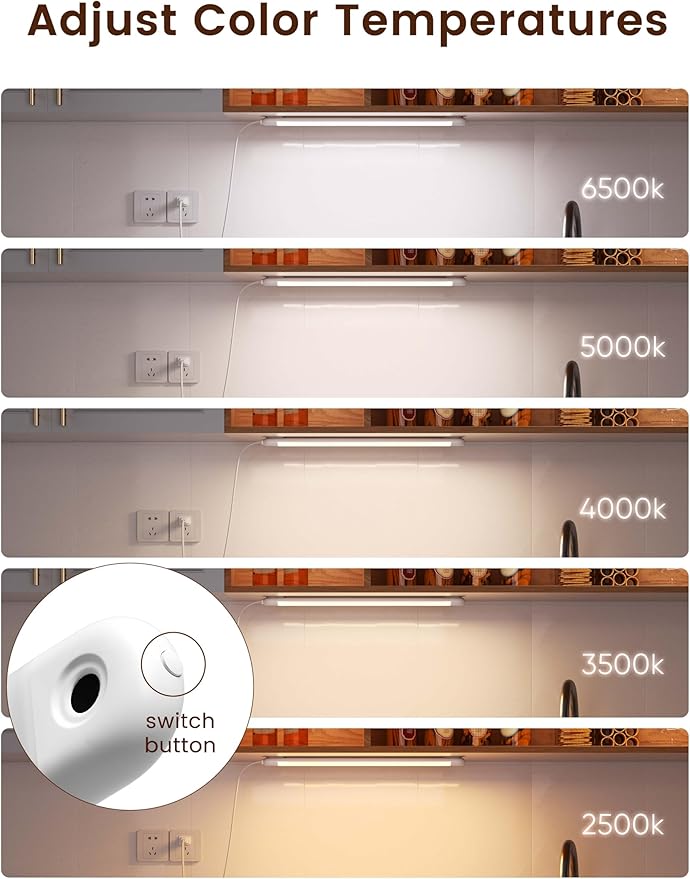 2 Pack Hand Wave Under Cabinet Lights, 16 Inch Plug in Dimmable Kitchen Counter - Image 5