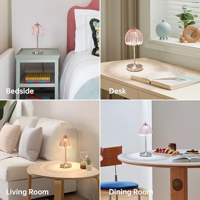 Tulip Table Lamp with 5200mAh Battery & Touch Control, Cordless Small Table - Image 5