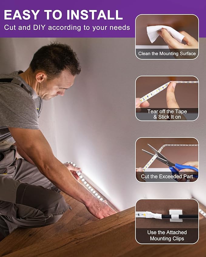 HitLights Cool White LED Strip Lights 5000K, 24.6ft High Density 12V Tape Light - Image 5