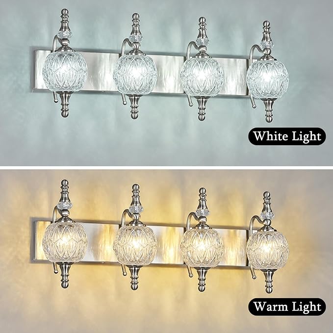 Modern Crystal Bathroom Vanity Lights Fixtures Over Mirror Brushed Nickel - Image 5