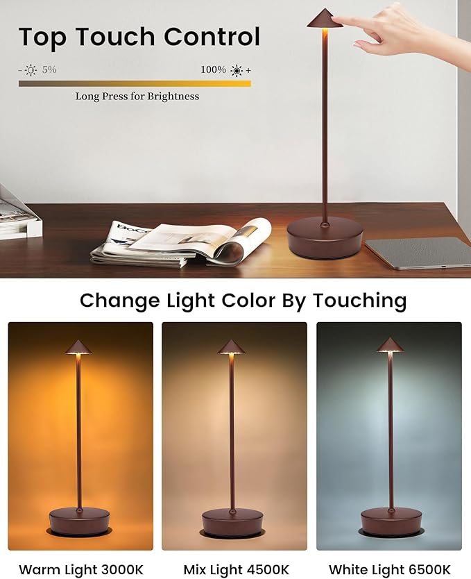 Cordless Led Table Desk Lamp 2 Pack, 7000mAh Battery Outdoor Table Light - Image 6
