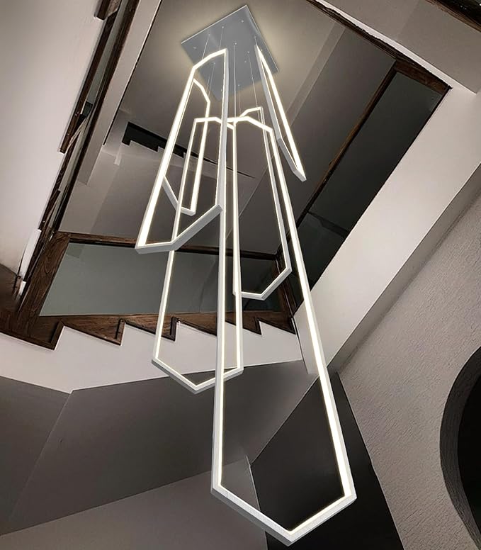 6 Rings Large Chandelier for Staircase Modern High Ceiling Chandelier LED - Image 2