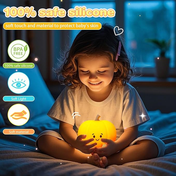 Night Light for Kids, Rechargeable Dimmable Silicone LED Nightlight, Baby - Image 3
