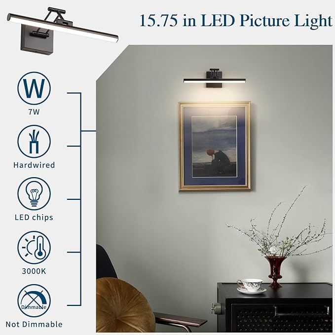Joossnwell Modern Picture Light Black LED Picture Frame Lights - Image 3