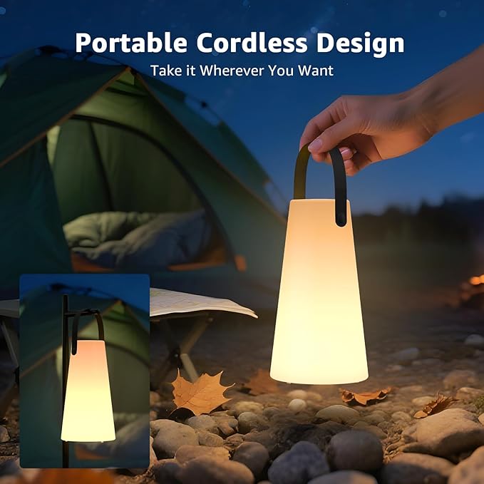 2 Pack Outdoor Lanterns, GGII Rechargeable Cordless Outdoor Table Lamp - Image 5