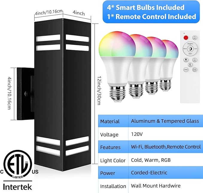 SHIMR Smart Outdoor Lights Color Changing 2 Pack, RGB+2700K-6500K Outdoor Wall - Image 6