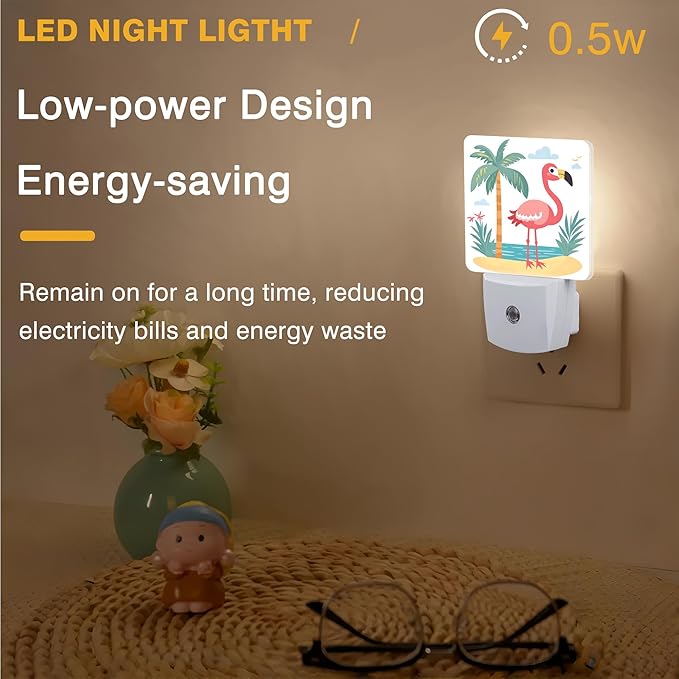 Flamingo on Tropical Island Night Light, Plug-in Nightlight - Image 5