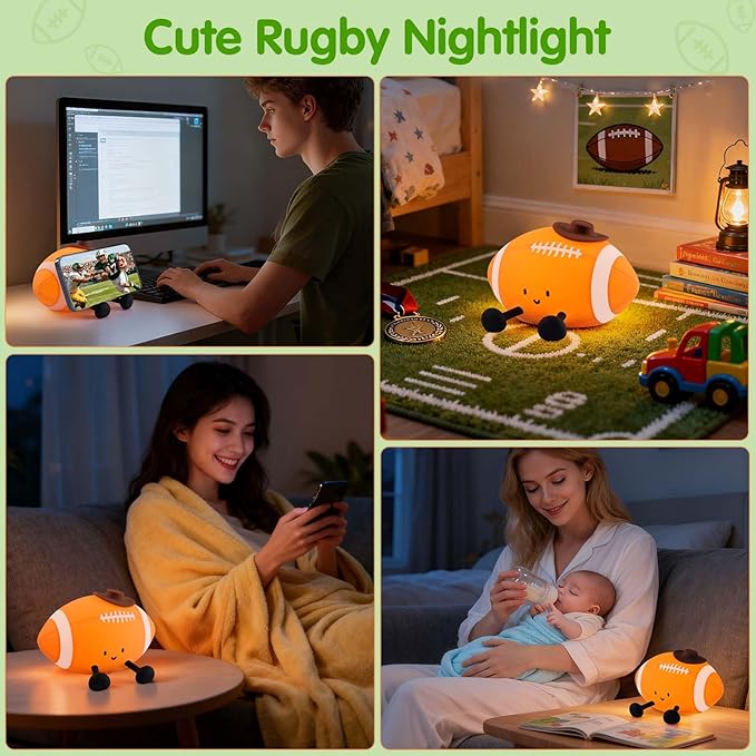YISUN Football Night Light, Soft Silicone Nursery Night Lamp, Rechargeable - Image 5