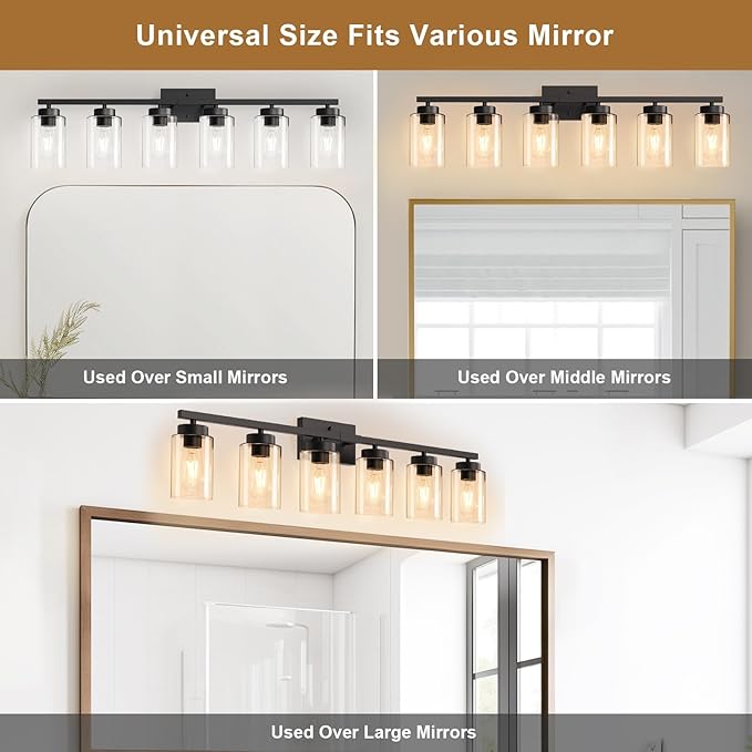 IZORRO Black Bathroom Vanity Light, 6-Light Vanity Lighting fixtures Over Mirror - Image 9
