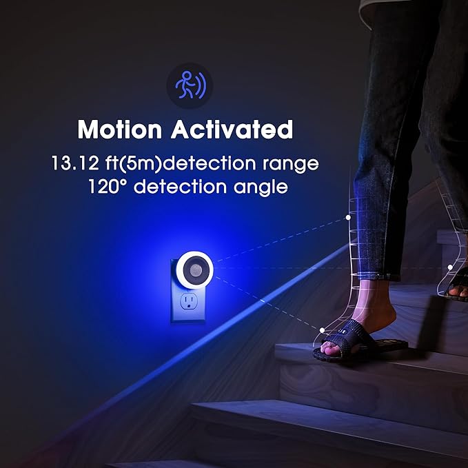 Briignite Motion Sensor Night Light Blue, Night Lights Plug into Wall, Auto - Image 3