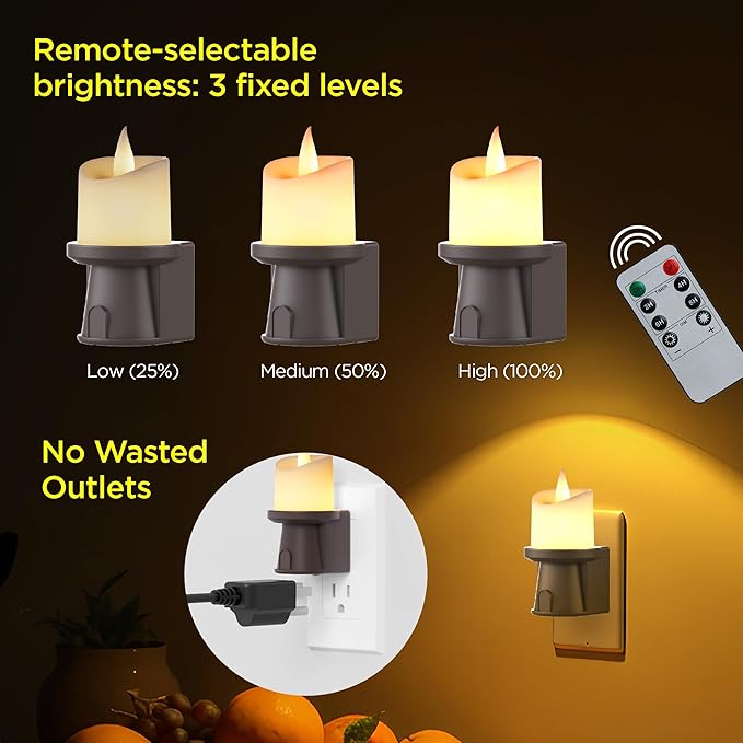 Nightlight Flameless Candle, Electrical Outlet Plugs w/Dusk Dawn Sensor Auto - Image 5