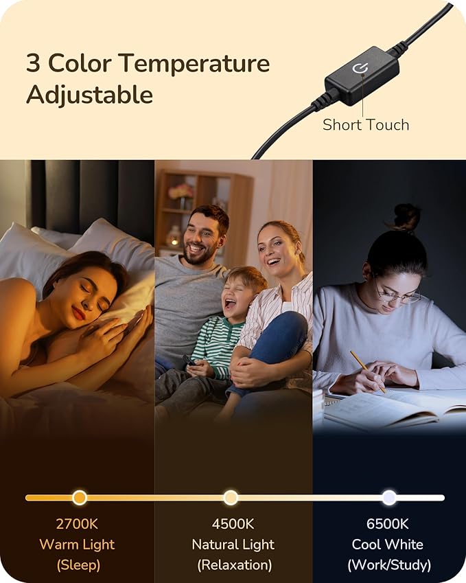 EDISHINE Upgraded LED Table Lamp Set of 2, Stepless Dimmable Bedside Lamps - Image 4