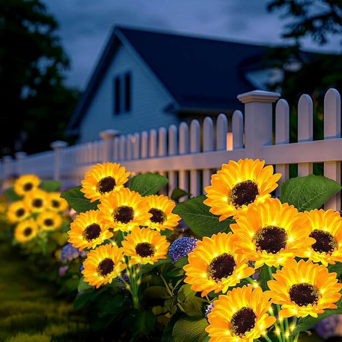 Solar Garden Lights Outdoor, 4 Pack Sunflower Lights - Image 7