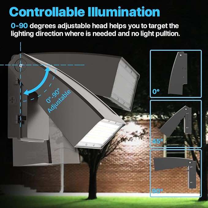 HYPERLITE Wall Pack Light 100W: 13000LM ETL Approved Full Cut-off Adjustable - Image 4