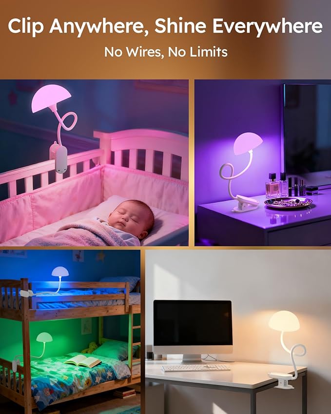 Rechargeable Clip On Lamp, Cordless Touch Control Desk Lamp - Image 7