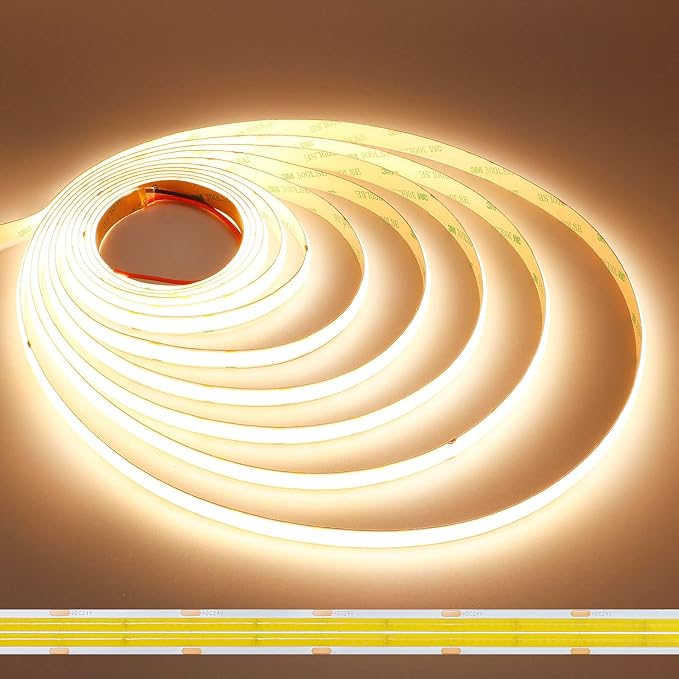 JOYLIT 24V COB LED Strip Lights 3000K Warm White Dual Row 16.4ft 920LM/FT Ultra by JOYLIT