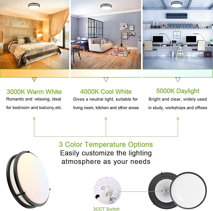 13 Inch LED Ceiling Light Fixture: 40W Flush Mount Ceiling Light 4000 Lumens - Image 3