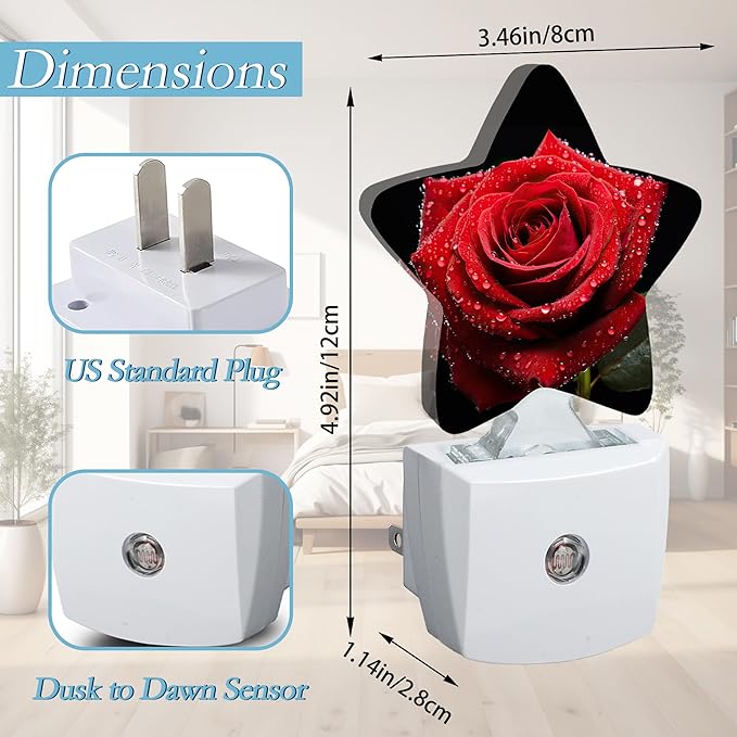 Red Rose Night Light, Plug Into Wall Decor Nightlights - Image 2