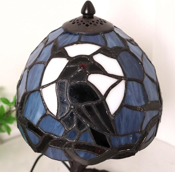 Bieye L12010 Raven Sitting on Bare Tree Branch in Full Moon Night Tiffany Style - Image 5