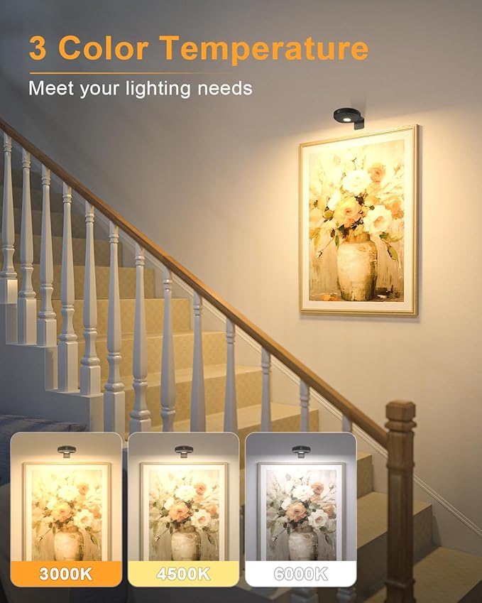 WILLED Picture Lights for Wall Rechargeable, Wireless Battery Operated Art - Image 3