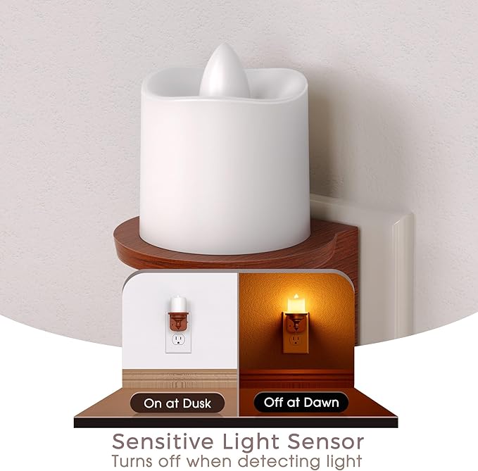 Briignite Candle Night Light, Amber Night Lights Plug into Wall 2 Pack - Image 3
