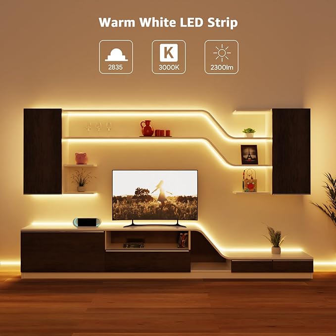 Lepro LED Strip Light, 32.8Ft Dimmable Vanity Lights, 3000K Super Bright LED - Image 3